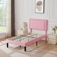 thumbnail image 5 of Taomika, Twin Size Tufted Nailhead Upholstered Platform Bed Frame with Adjustable Headboard-Pink, 5 of 8