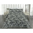 thumbnail image 2 of Ambesonne Damask Quilted Bedspread Set 3 Pcs, Floral Pattern Grid Vintage, Queen, Pale Ceil Blue Pale Grey, 2 of 4