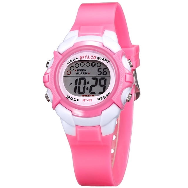 Reloj electrónico para niños sin despertador, calendario, semana, luz nocturna