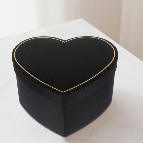 HONMEET Heart Shaped Box for Storage Black Cloth Ideal for Candy Jewelry Party Favors 7.5 x 7.5 x 3.5