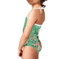 thumbnail image 4 of FOR U DESIGNS Sloth Floral One Piece Bathing Suit for Girls 5-6T Adorable Green Off Shoulder Summer Beach Swimwear Comfy Toddler Kids Halter Neck Bathing Suit, 4 of 6