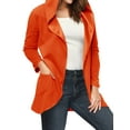 thumbnail image 3 of QAFOPEH Women Hooded Button Long Sleeve Pocket Tulip Hem Solid Color Outwear, 3 of 6