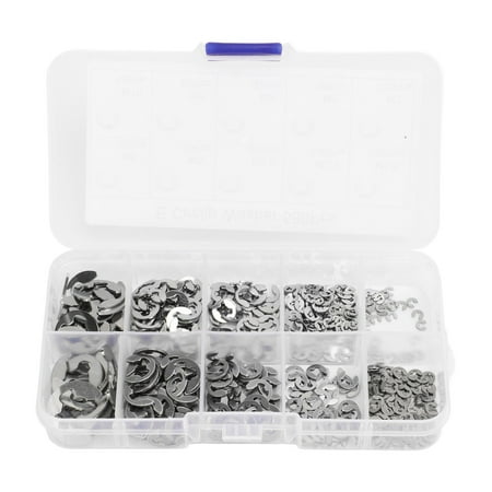 

80Pcs E Circlip Washer Set with Storage Box Stainless Steel Firm Fixing E Type Retaining Washer Silver