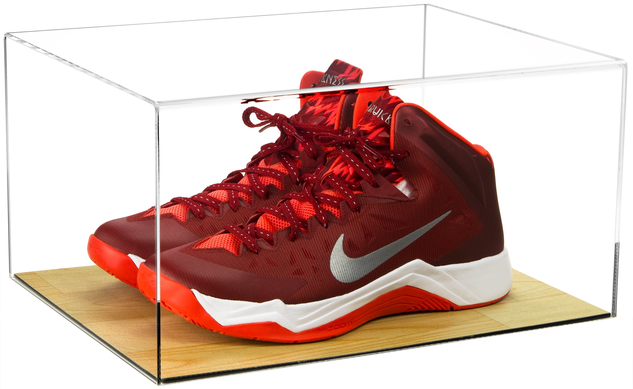 Deluxe Acrylic Clear Basketball Shoe Display Case with Wood Floor (A026