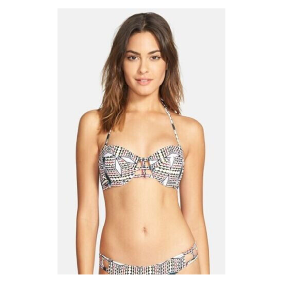 Volcom Women's Nomand Tide Bandeau Underwire Top Swimwear, White, Size XLarge