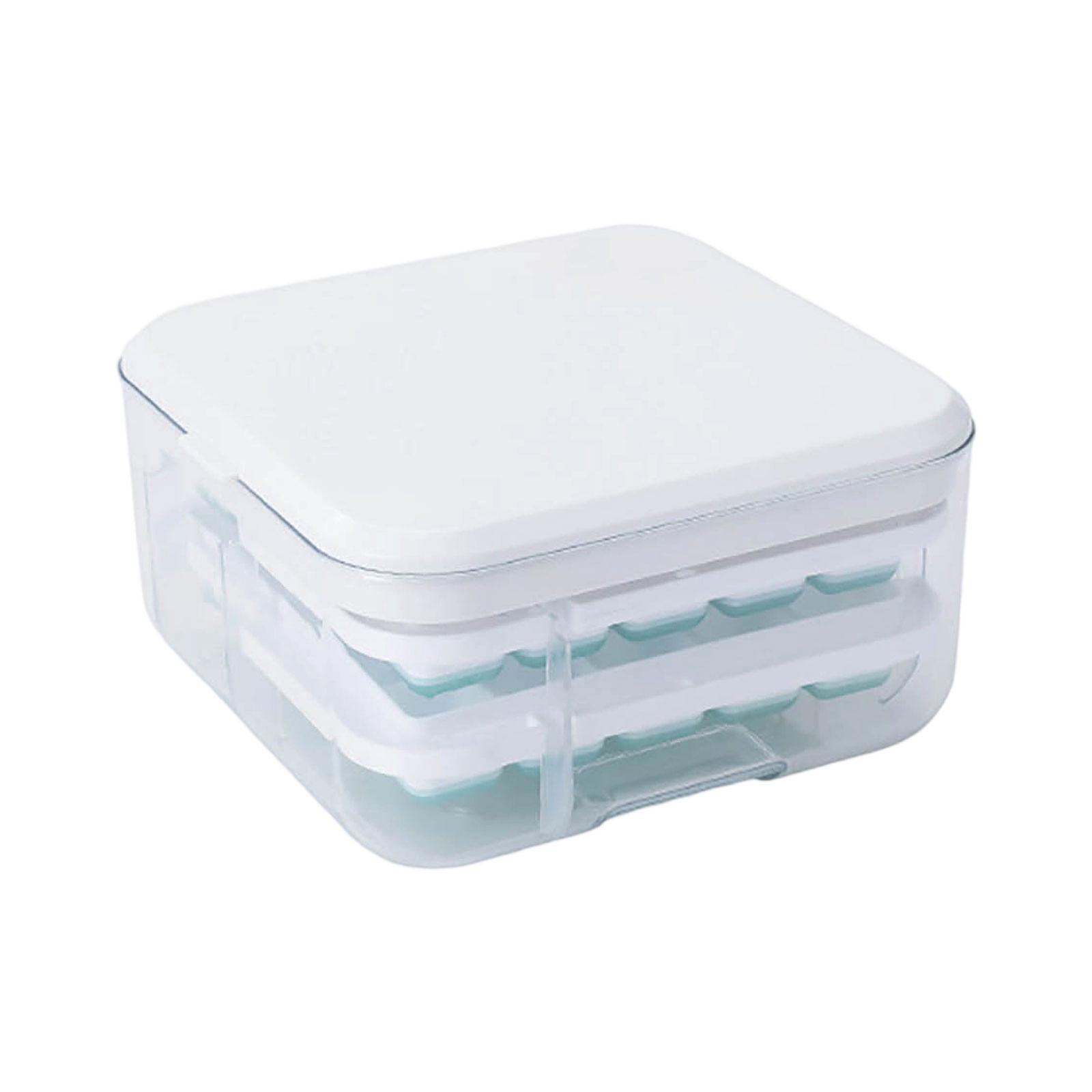 50 Ice Cube Trays, Silicone Easy Release and Flexible 50 Ice Trays with Spill Resistant Removable Lid, Durable and Dishwasher, Square Ice Cube Tray with Lid and Bin for Freezer