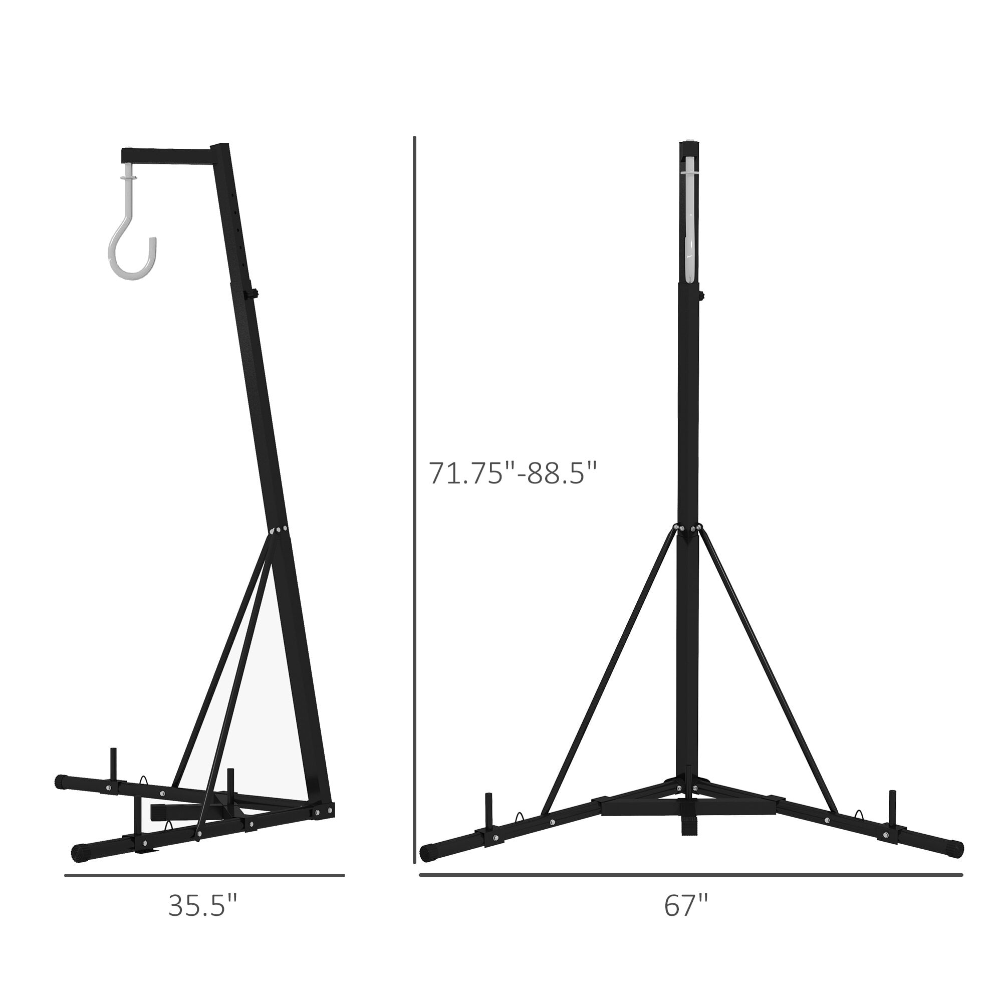 Exercise Equipment Soozier Foldable Punch Bag Stand, Height Adjustable Heavy Bag Stand with Weighted Base, Free Standing for Home Gym, Stand Only,Workout Equipment