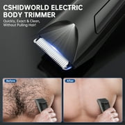 Electric Body Trimmer, Men's Groin Hair Trimmer IPX5 Waterproof Wet/Dry Use Razor, Ceramic Blade Ball Shaver Clipper Body Grooming Kit with LCD Baterry Display, USB Recharge Dock & LED Light