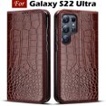 thumbnail image 2 of Para Samsung Galaxy S22 Ultra funda de cuero con tapa de silicona de lujo para teléfono Samsung S22 Ultra funda con tarjetero, 2 of 5