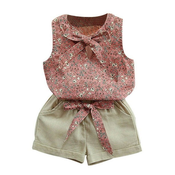 Esho Esho Kids Baby Girl Summer Clothes Set Floral T Shirt Tops Shorts Outfits Walmart Com Walmart Com