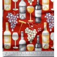 thumbnail image 1 of Soimoi Moss Georgette Fabric Grapes,Wine Glass & Bottle Decor Fabric Printed Yard 42 Inch Wide, 1 of 3