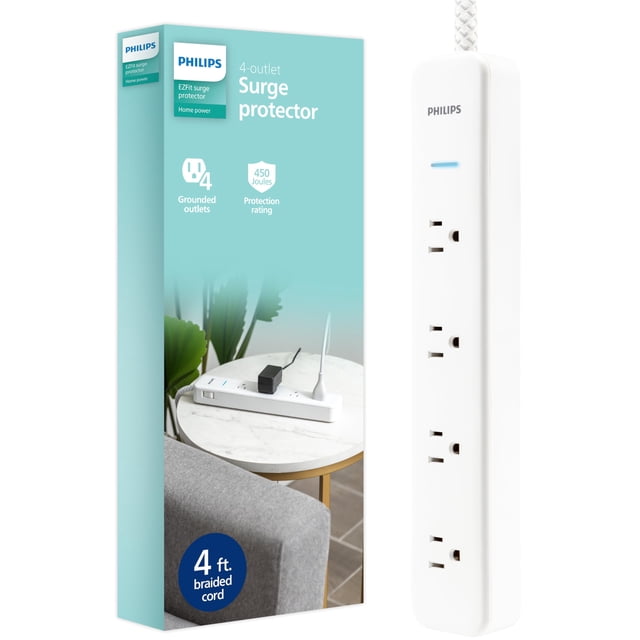Protector contra sobretensiones Philips SPP3563W/37 de 4 salidas 450J con cable de 1,2 m