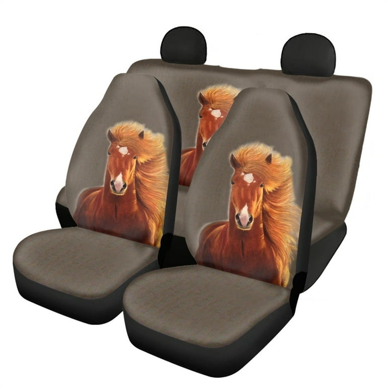 Xoenoiee Horse Design Car Seat Covers Full Set Front and Rear