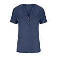 thumbnail image 4 of Timegard Tops for Women Notched V Neck Button Short Sleeve Tee Shirts Summer Casual Fitting Comfy Tops, 4 of 7