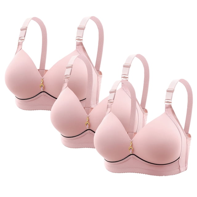 Sujetador de nailon para mujer, 3 piezas, sin costuras, de color liso, con realce y soporte suave, para uso diario.
