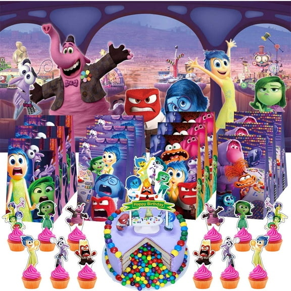 Inside Out Party Favor Bags Goodie Treat Candy Supplies Decorations Birthday Cake Topper Backdrop Banner