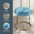 thumbnail image 6 of Linon Seraphina Vanity Stool, 17.75" Seat Height, gold Finish with Light Blue Velvet Fabric, 6 of 18