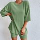 thumbnail image 4 of Bermudas Blusa de mujer Top Shorts Set 2 piezas Ladies Tops Shorts Set Casual Lady Chándal Ygjytge Verde T XL para Mujer, 4 of 6