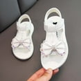 thumbnail image 5 of Pedort Toddler Girls Flat Sandals Girls Sandals Open Toe Cute Flower Soft Princess Flats Dress Sandals Strappy Summer Shoes White,31, 5 of 5