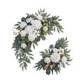 thumbnail image 2 of Arco de boda con flores, corona de boda hecha a mano, decoración rústica con fondo verde. Blanco, 2 of 9