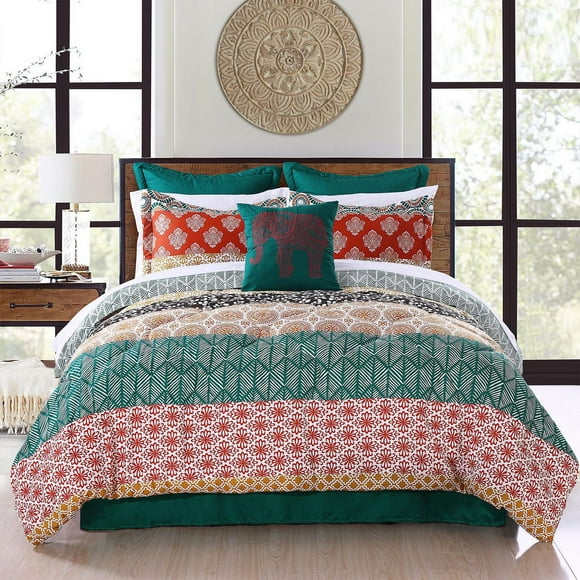 Lush Decor Bohemian Stripe 7Pc King Comforter Set