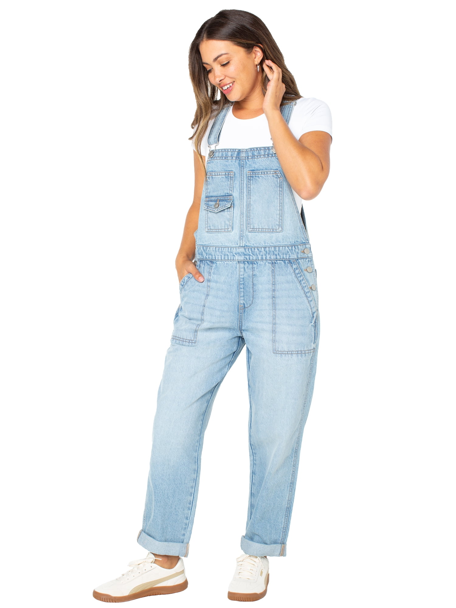 Celebrity Pink Juniors Boyfriend Cuffed Overall - Walmart.com