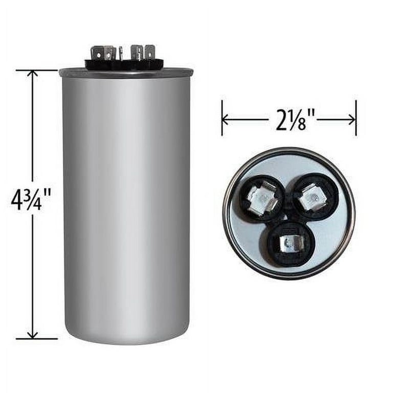 GE Genteq Capacitor round 40/5 uf MFD 440 volt 97F9838 (replaces old GE#  Z97F9848BZ2), 40 + 5 MFD at 440 volts