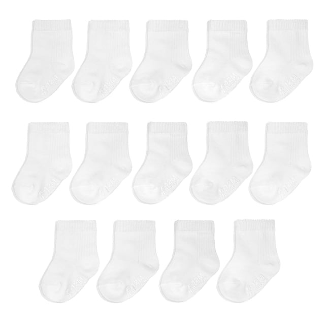 Fruit Of The Loom Baby Paquete De 14 Calcetines Elásticos De Algodón Grow & Fit Flex Zones - Unisex Niñas Niños (0-6 Meses Blanco)