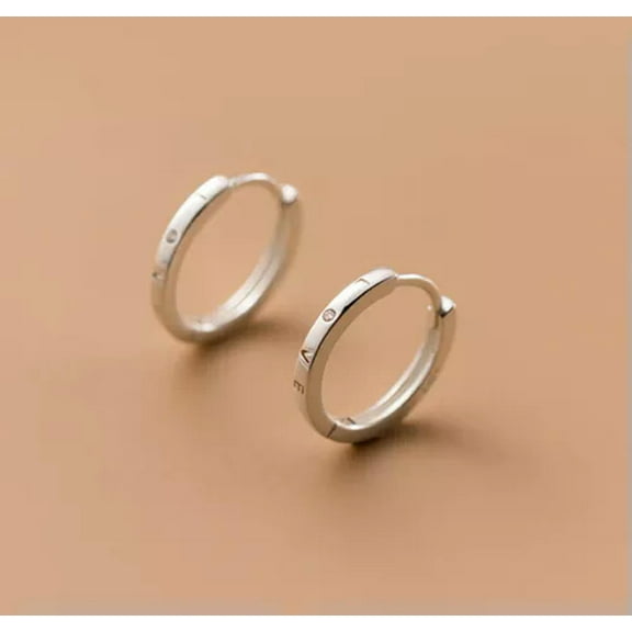 K-KED 925 Sterling Silver 14mm Love Sleeper Hoop Earrings / Hoops / Sleepers-Silver