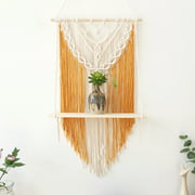 Macrame Wall Hanging Tapestry Shelf Wood Organizer Cotton Woven Handmade Boho Decor