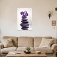 thumbnail image 3 of ZHONGYUTONG Zen Wall Art Stones Picture Orchid Canvas Painting Purple Zen Water Prints Spa Bathroom Decor Meditation Yoga Room Office Home Framed (12.00" x 18.00"), 3 of 4