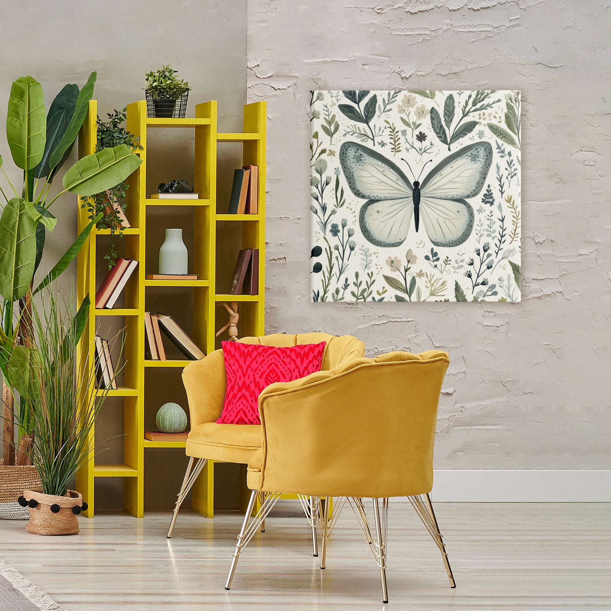 Stupell Industries Dusty Blue Butterfly Botanicals Canvas Wall Art, design by Petal Prints Design