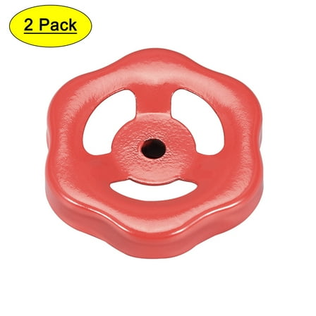 Uxcell Square Broach 8x8mm Wheel 79mm Metal Faucet Round Wheel Handle Red 2 Pack
