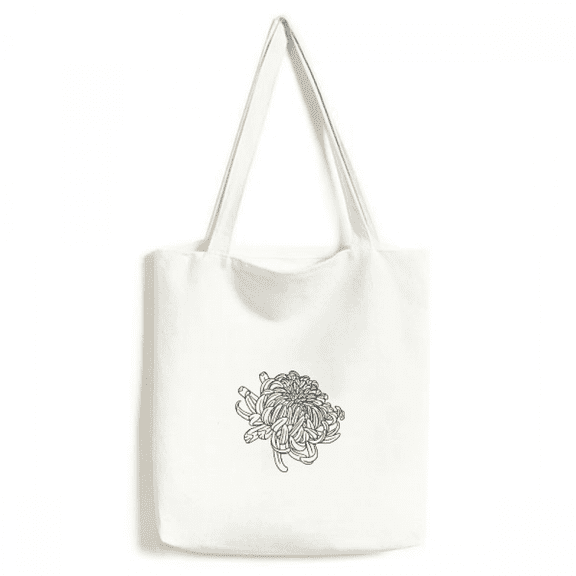 Flower Chrysanthemum Outline Tote Canvas Bag Shopping Satchel Casual Handbag