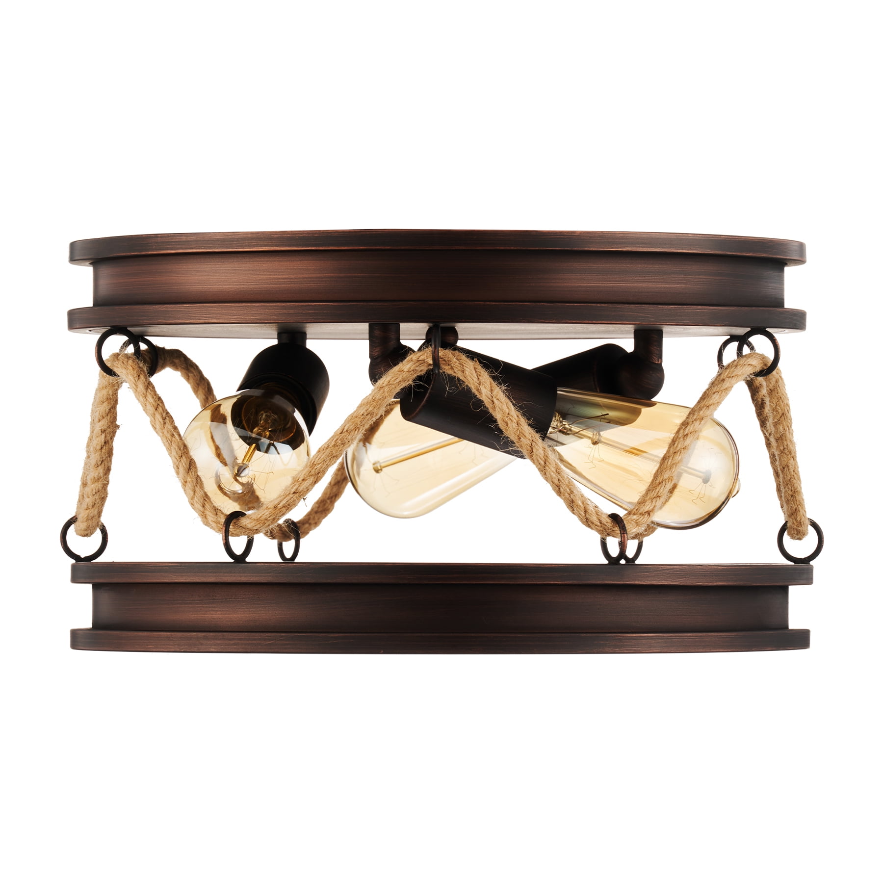 Bestco Rustic Ceiling Light Fixture with Rope Drum Shade for Kitchen Kids Room Bedroom