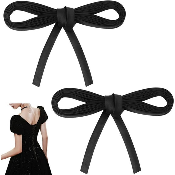 2pcs Wedding Dress Zipper Replacement Adjustable Corset Laces Replacement Gown Corset Kit Zipper Extender Fit Satin Corset Kit Loops for Bridal Corset Prom Dress Strap DIY Craft Black Black DIY