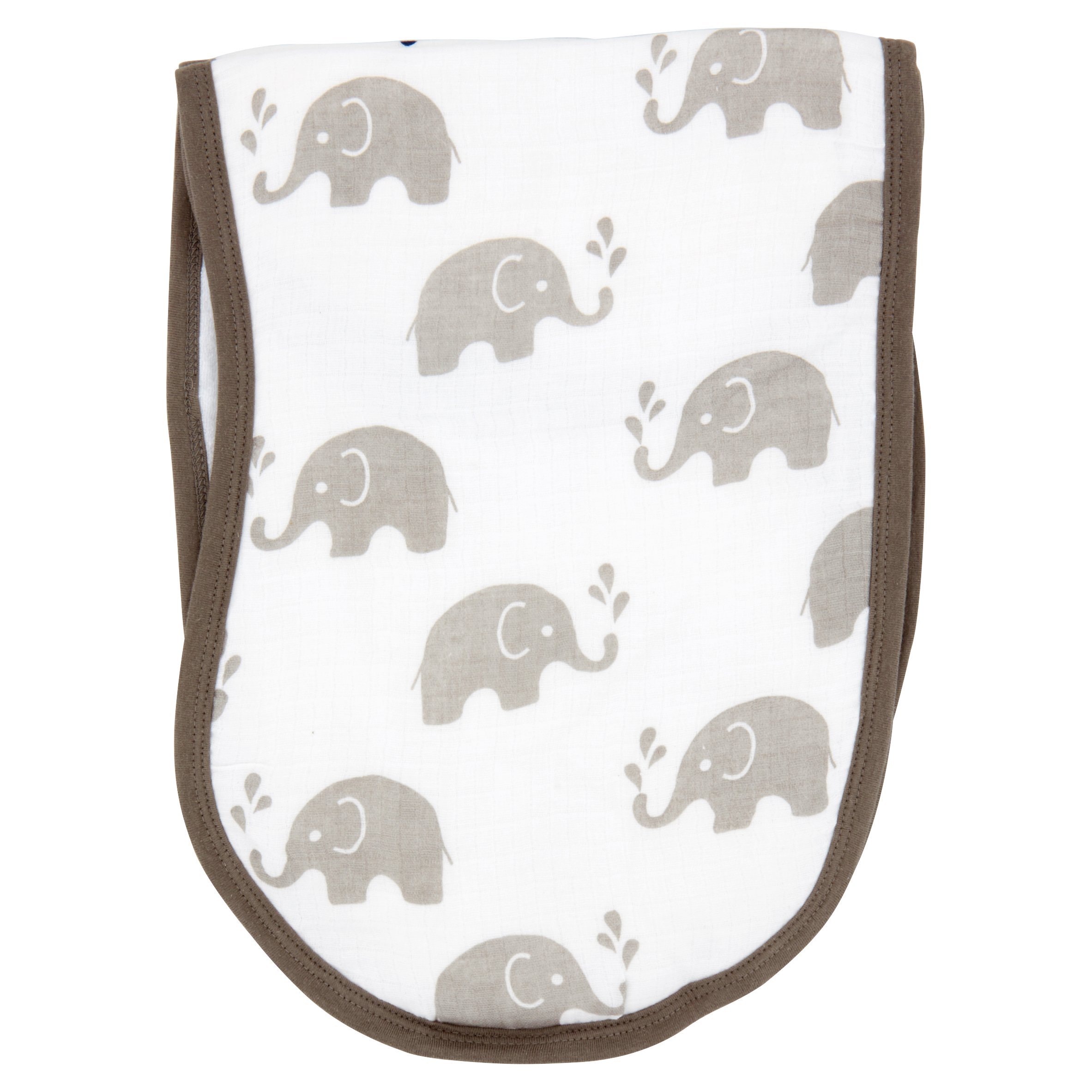 Bacati - Muslin 4 pack Bibs/Burp Cloths Elephants Blue Navy Gray