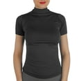 thumbnail image 1 of AllyCat Women Short Sleeves Mock Neck Turtleneck Top Stretchy Side Ribbed Slim Fit Tight Shirts, 1 of 5