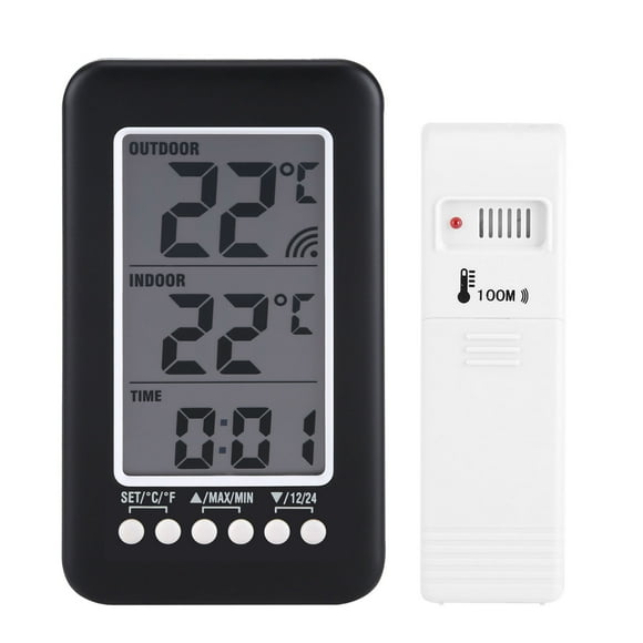 Garosa LCD Digital Indoor Outdoor Temperature Gauge Clock Temperature Meter Wireless Transmitter, Digital Temperature Gauge Clock, Wireless Temperature Gauge