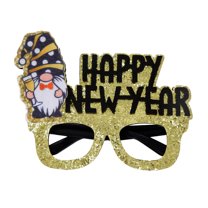 New Year Party Decoration Glasses Photo Props, Sparkly Glitter Cardstock New Year Glasses with Festive Elements Like Happy New Year Gnomes Cheers and Wine Glasses, Perfect for New
