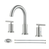 PARLOS 2-Handle Widespread Bathroom Faucet  with Metal Pop-up Drain Assembly and Supply Lines, Brushed Nickel