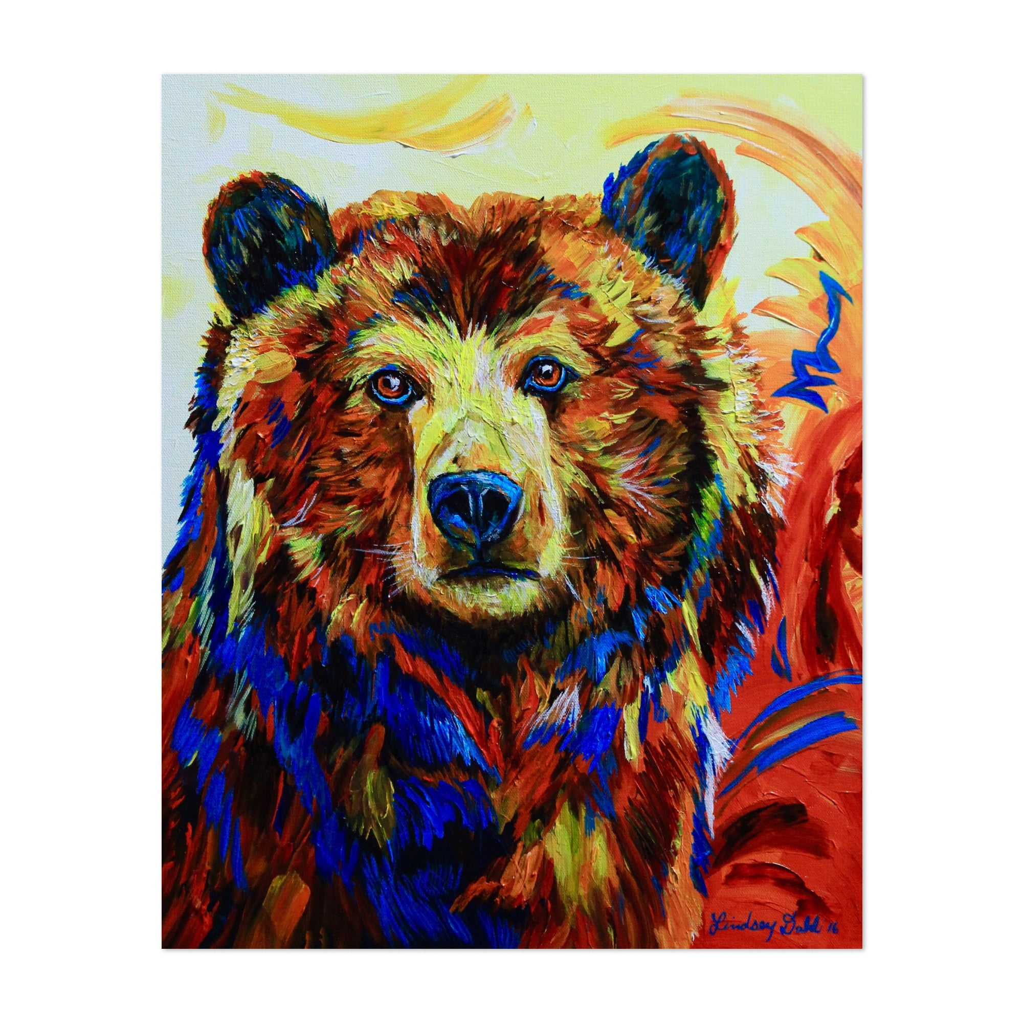 Wall Art Home Decor Poster Grizzly Bear Jumping Art Print / Canvas Print C 