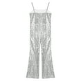 thumbnail image 4 of Doomiva Kids Girls Full Sequins Movies Star Dance Stage Performance Jumpsuit Modern Jazz Hiphop Bodysuit Dancewear Silver 10, 4 of 5