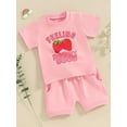 thumbnail image 2 of Zehjuhan 2pcs Infant & Toddler's "Feeling Berry Good" Print Casual Set, T-shirt & Shorts, Baby Girl's Clothes, 2 of 7
