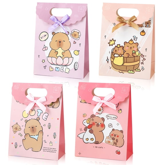 Cute Healing Design Gift Bags - Party Favor Supplies for Birthday Bridal Shower Holiday Gifts 12 Pack