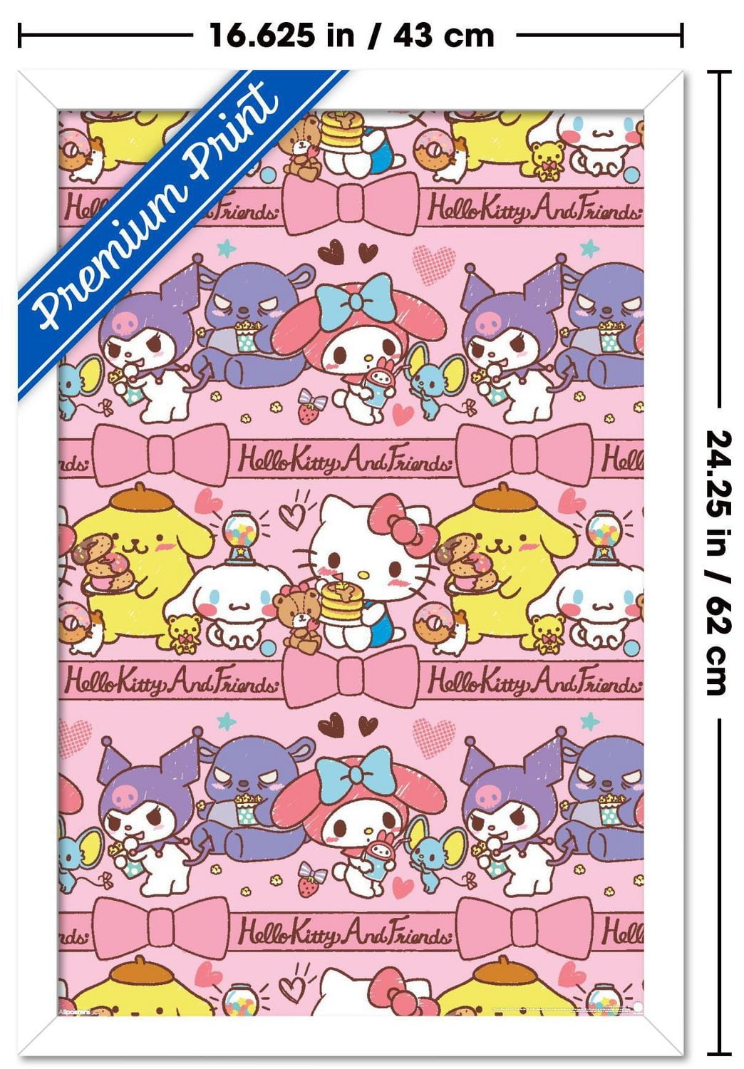Hello Kitty and Friends: 25 Snack Time - Collage Wall Poster, 14.725" x 22.375" Framed