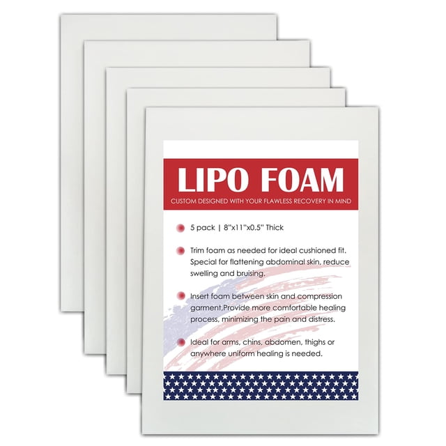 Almohadillas de lipoespuma KUSMOO para tablas abdominales después de la cirugía, paquete de 5
