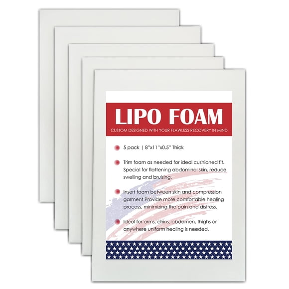 Almohadillas de lipoespuma KUSMOO para tablas abdominales después de la cirugía, paquete de 5