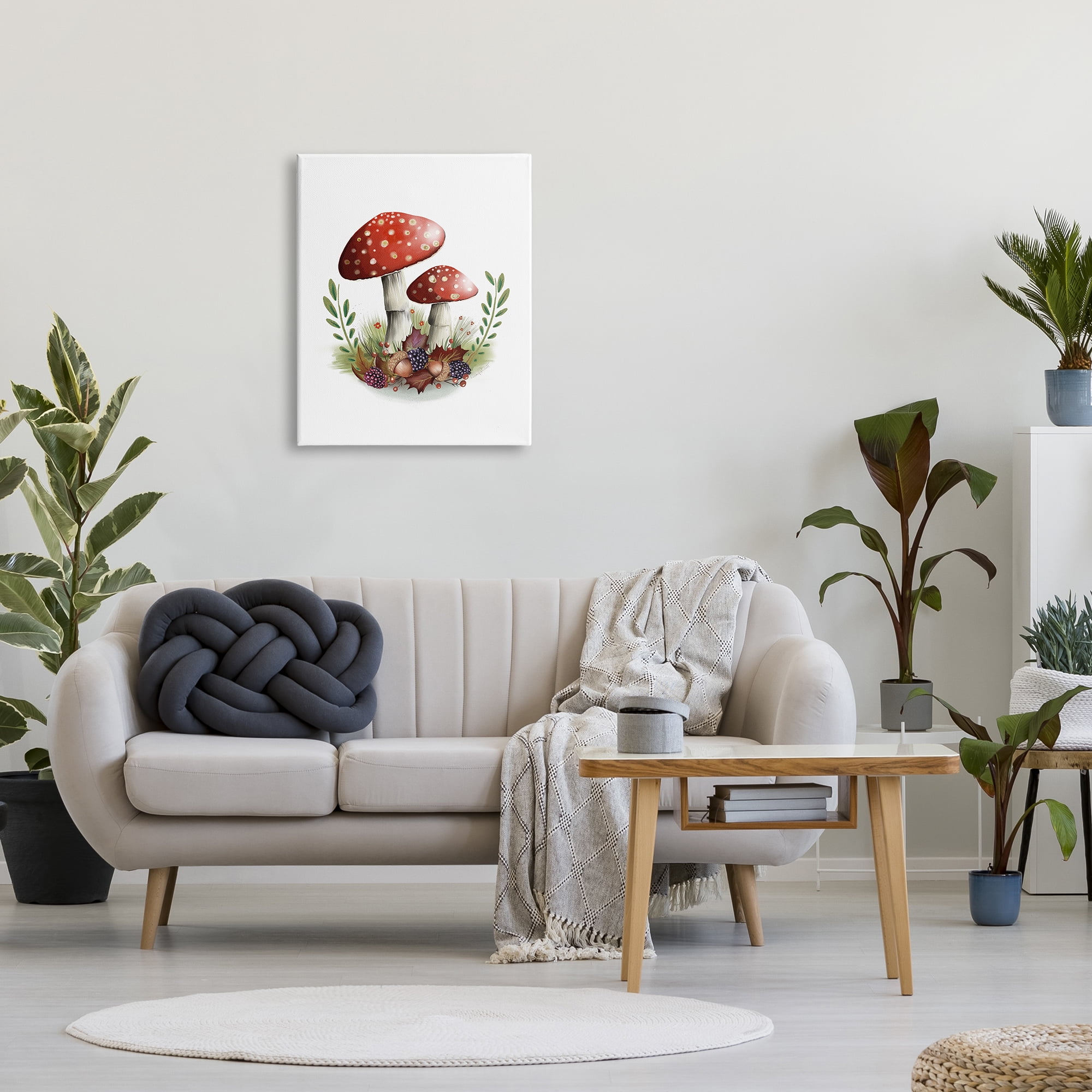 Stupell Industries Red Mushrooms & Acorns Botanical & Floral Painting Gallery Wrapped Canvas Art Print Wall Art, 24 x 30