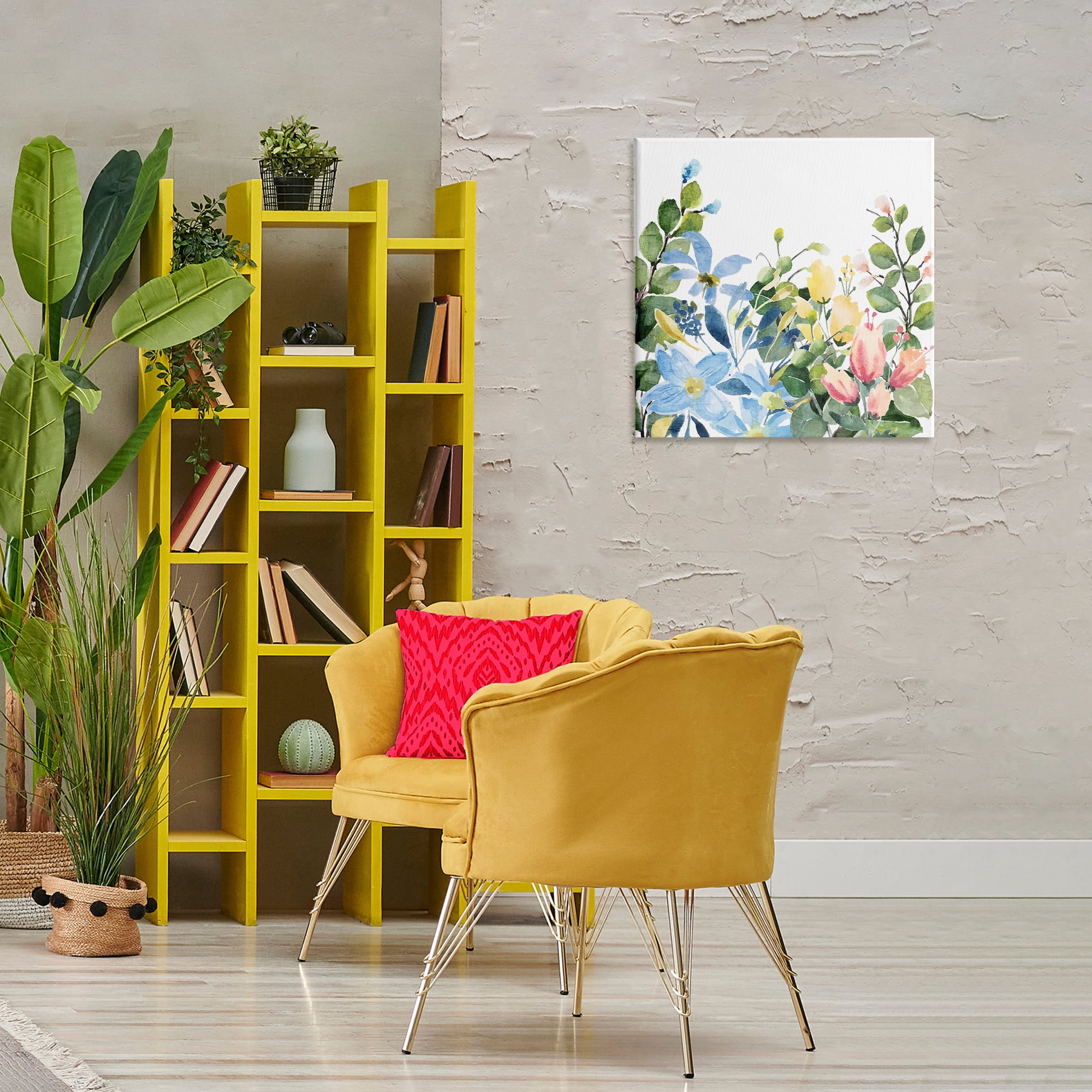 Stupell Industries Leafy Spring Blooms Plants & Flowers Painting Wrapped Canvas Art Print Wall Art, 24 x 24